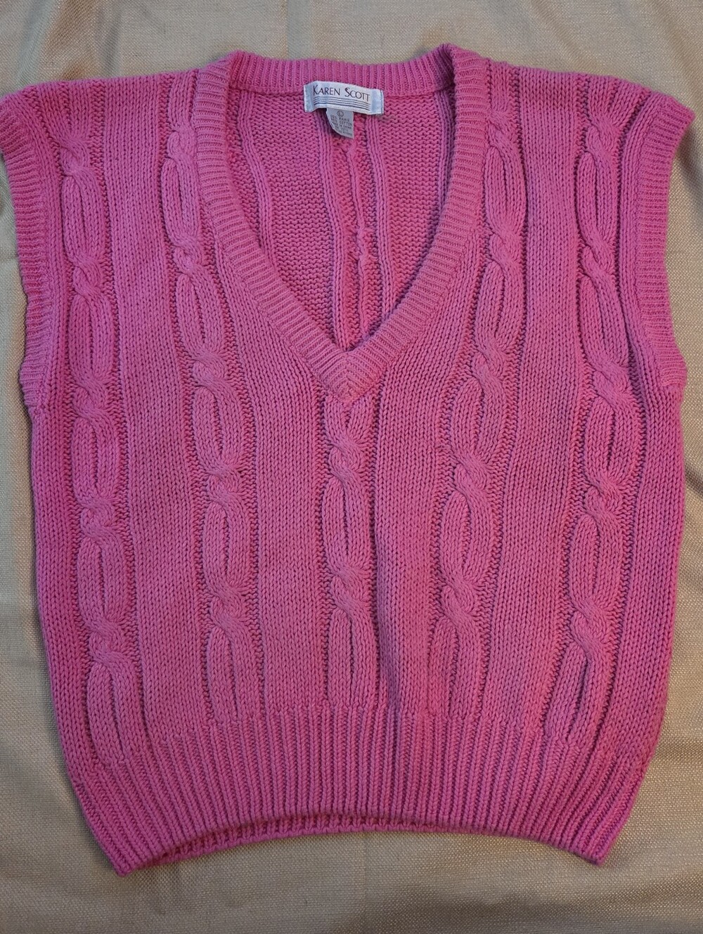 3/$25 Karen Scott Pink Cableknit Sweater Vest Size Womens Large